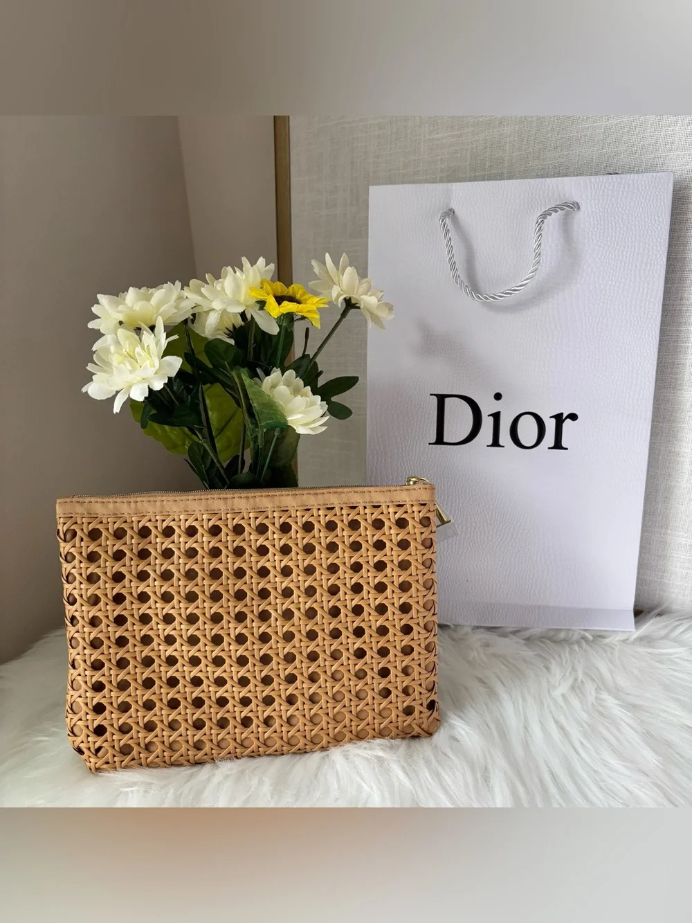 DIOR Beauty GWP Raffia Pouch 2026 Summer Rattan Cosmetic pouch beige New
